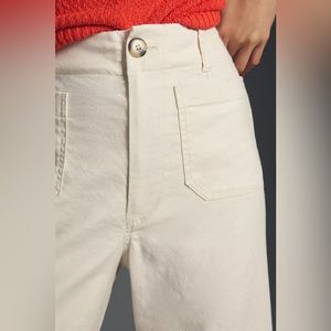 The Colette Cropped Wide-Leg Linen Pants Maeve - White - 23 - Anthropologie